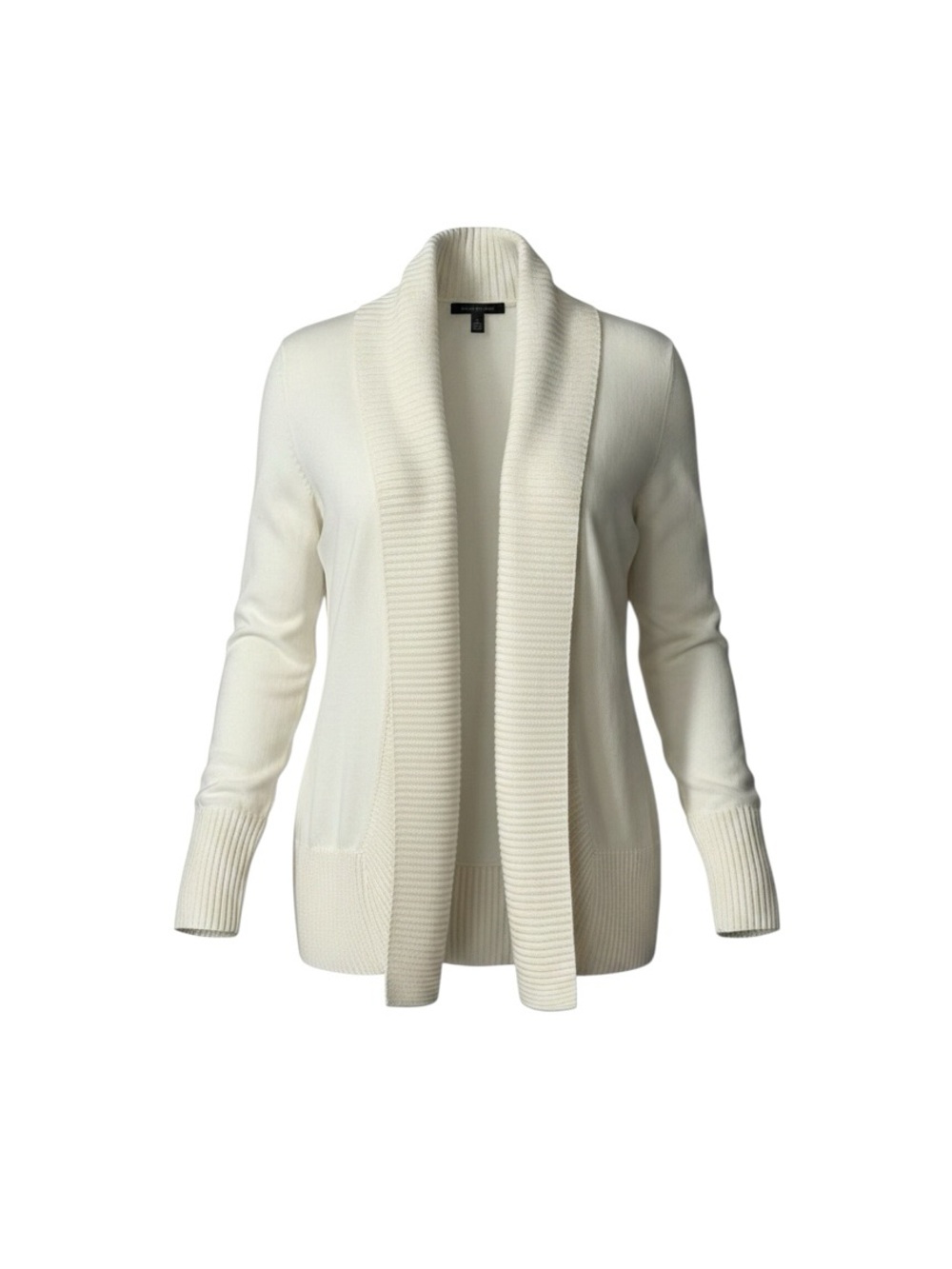 NWT XL Joan Vass White Veranda Rayon Blend Ribbed Shawl Collar Cardigan